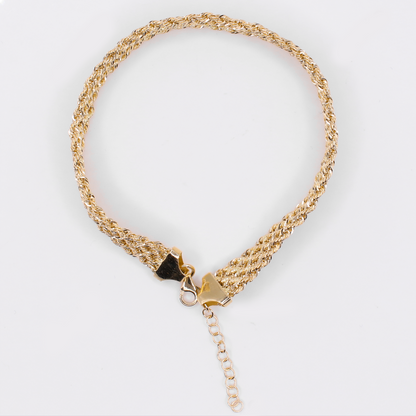 18k Solid Gold Quad Rope Bracelet - 20218