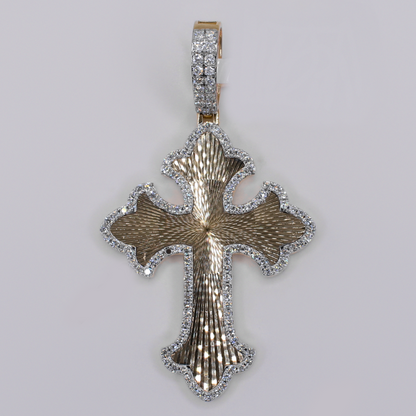 10k Gold Diamond Radiant Cross Pendant - 60652