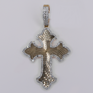 10k Gold Diamond Radiant Cross Pendant - 60653