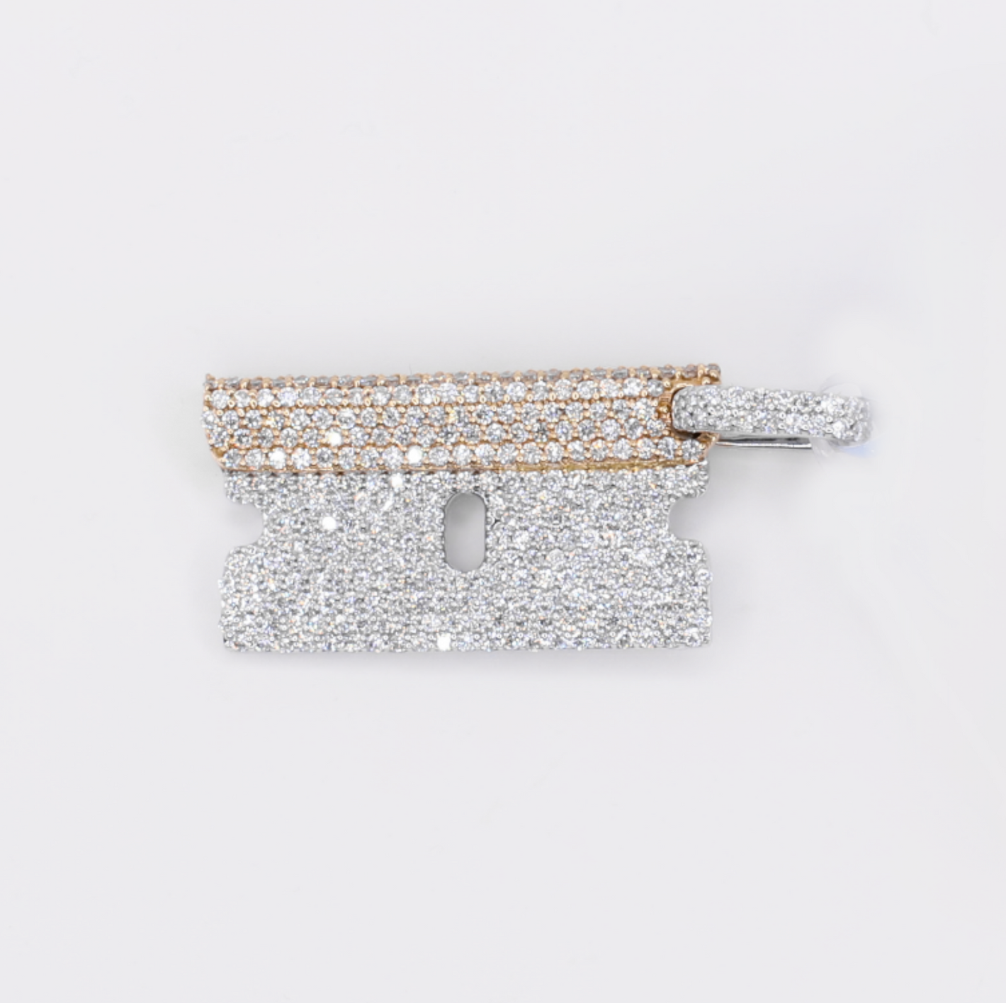 14k Solid Gold Diamond Razor Pendant - 60601