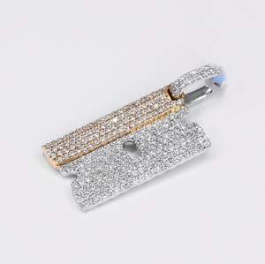 14k Solid Gold Diamond Razor Pendant - 60601