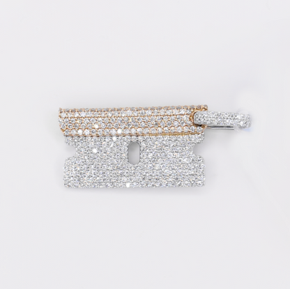 14k Solid Gold Diamond Razor Pendant - 60601