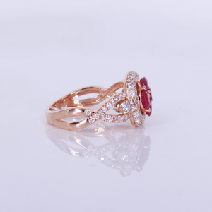 18k Solid Gold Diamond & Ruby Ring - 30368