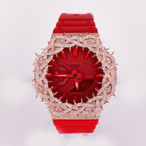 Diamond G-Shock DW-6900 Custom Thorn Bezel - Red Band  - 40084