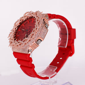 Diamond G-Shock DW-6900 Custom Thorn Bezel - Red Band  - 40084