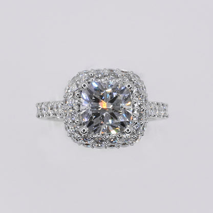 14k Solid White Gold Diamond Emerald Cut Engagement Ring - 30320