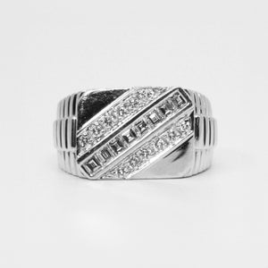 Solid Platinum Ascher Cut Diamond Ring