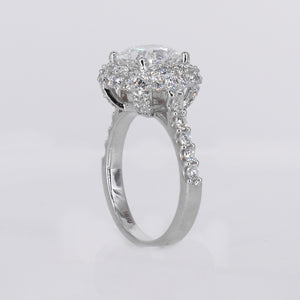 14k Solid White Gold Diamond Emerald Cut Engagement Ring - 30320