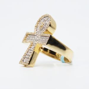 10k Solid Gold VS Diamond XL Ankh Ring