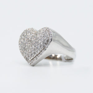 10k Solid Gold 3D Diamond Heart Ring