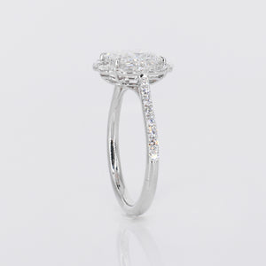 14k Solid White Gold Diamond Emerald Cut Engagement Ring - 30328