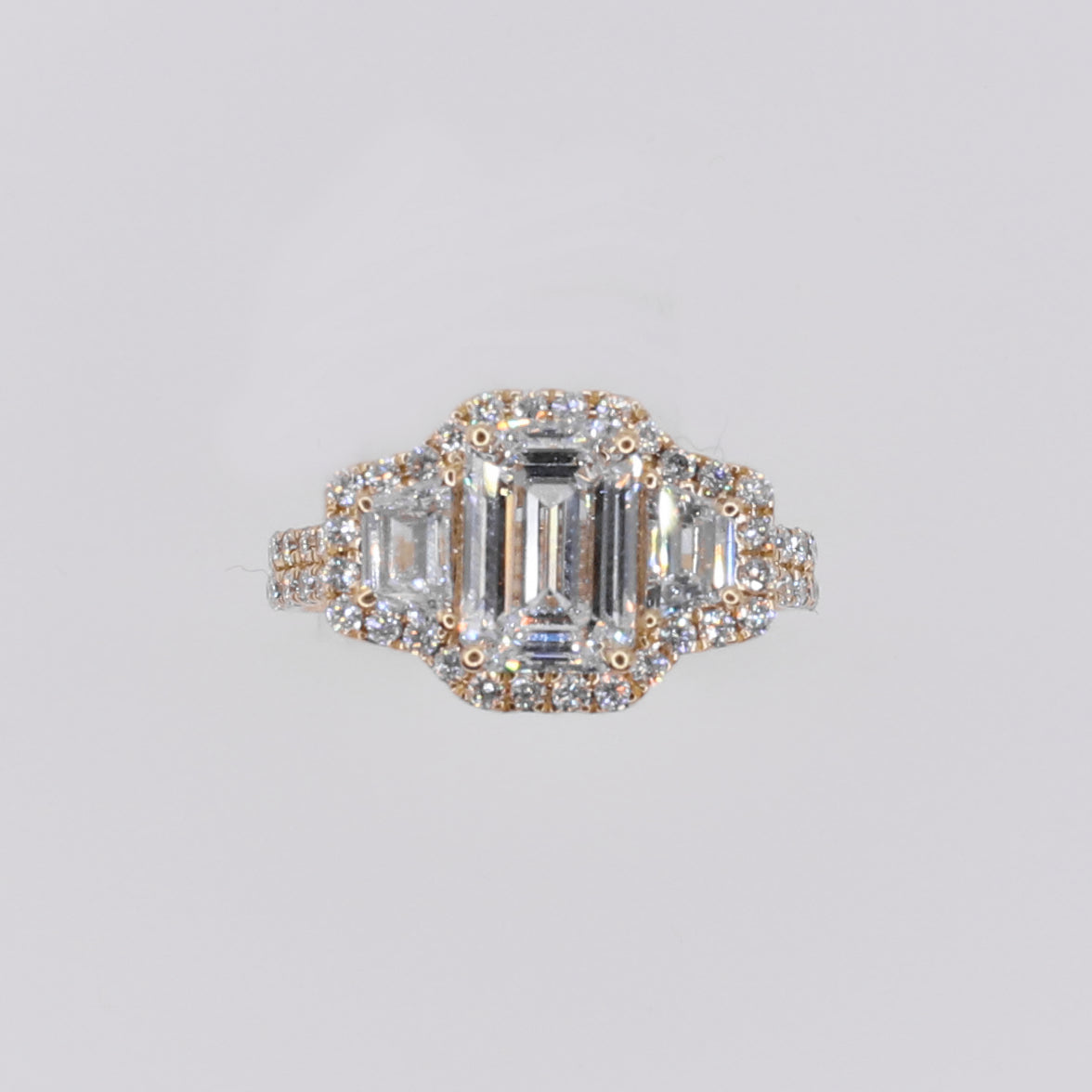 14k Solid Gold Diamond Emerald Cut Engagement Ring - 30322