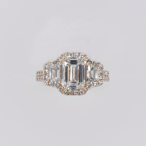 14k Solid Gold Diamond Emerald Cut Engagement Ring - 30322