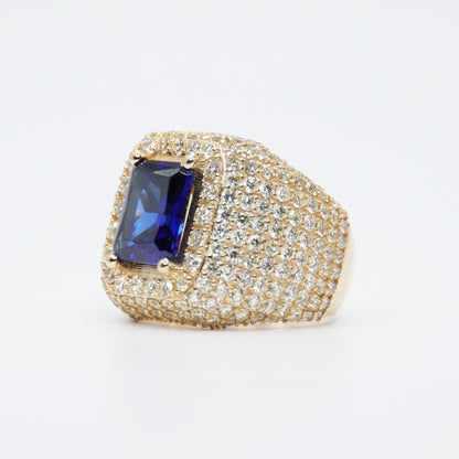 14k Solid Gold VS1 Diamond XL Sapphire Championship Ring