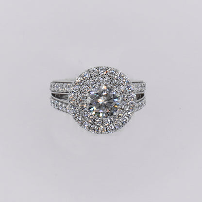 Solid White Gold Diamond Round Cut Cake Engagement Ring - 30332