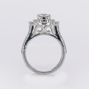 Solid White Gold Diamond Round Cut Cake Engagement Ring - 30332