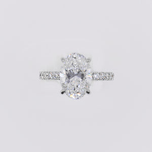 14k Solid White Gold Diamond Oval Cut Engagement Ring - 30330