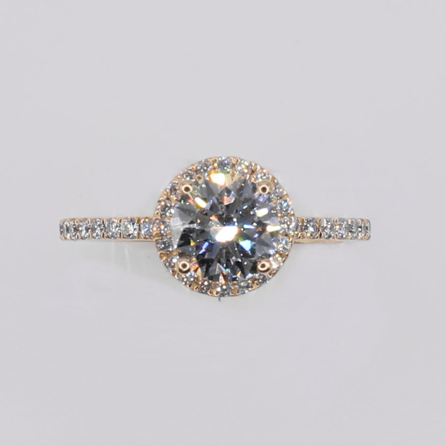 14k Solid Gold Diamond Round Cut Engagement Ring - 30323