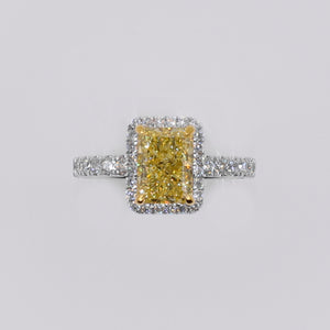 14k Solid White Gold Diamond Emerald Cut Canary Engagement Ring - 30325