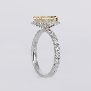14k Solid White Gold Diamond Emerald Cut Canary Engagement Ring - 30325