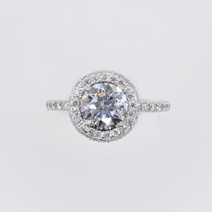 14k Solid White Gold Diamond Round Cut Engagement Ring - 30331