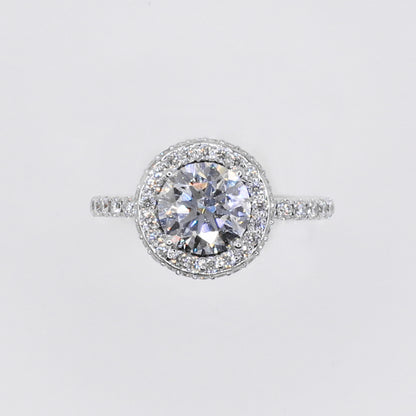 14k Solid White Gold Diamond Round Cut Engagement Ring - 30331