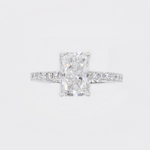 14k Solid White Gold Diamond Emerald Cut Engagement Ring - 30329