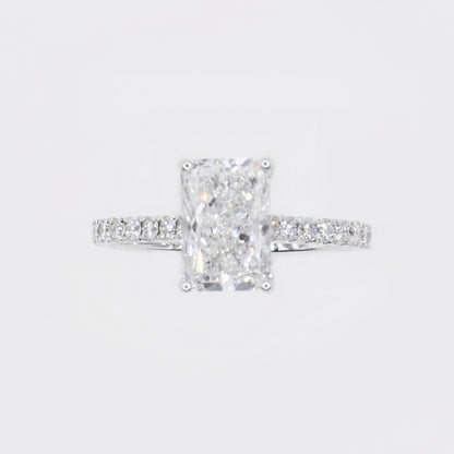 14k Solid White Gold Diamond Emerald Cut Engagement Ring - 30329