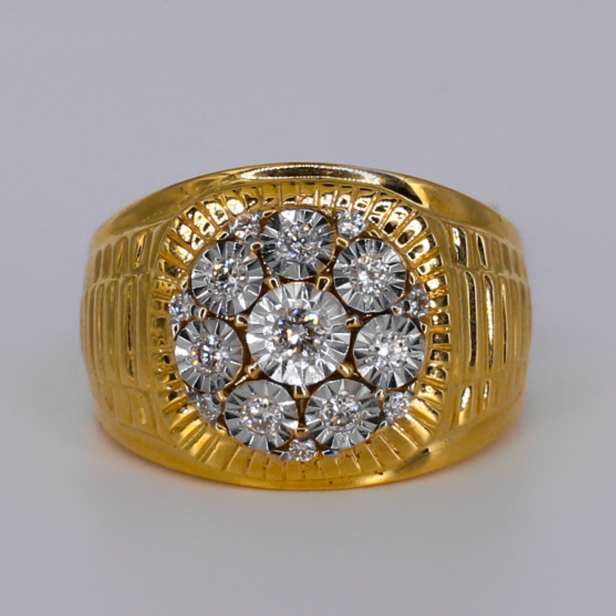 14k Solid Gold Diamond Rolex Style Ring - 30402