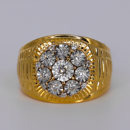 14k Solid Gold Diamond Rolex Style Ring - 30402