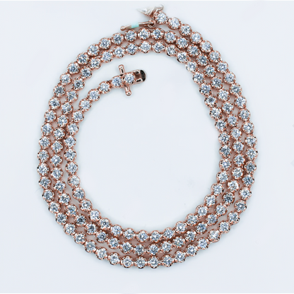 10k Solid Yellow Gold 3.5mm Lab VVS Diamond Tennis Chain - 10118