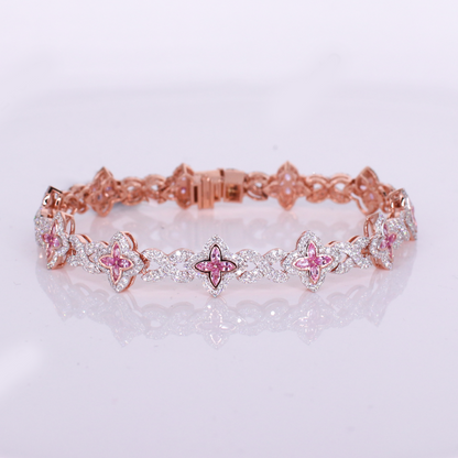 10k Gold Natural Diamond 10mm Clover Bracelet - 20219