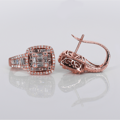 14k Solid Gold VS1 Diamond Huggie Earrings - 50307