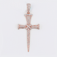 14k Solid Rose Gold VS Diamond Nail Cross Pendant - 60543