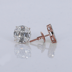 14k Solid Gold 11mm Lab Diamond Baguette Earrings - 50320