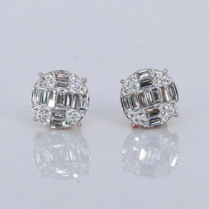 14k Solid Gold 11mm Lab Diamond Baguette Earrings - 50320