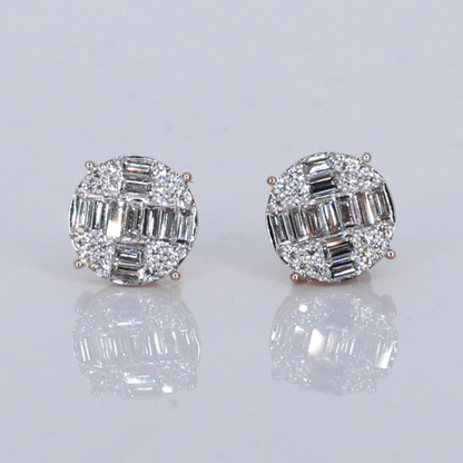 14k Solid Gold 11mm Lab Diamond Baguette Earrings - 50320