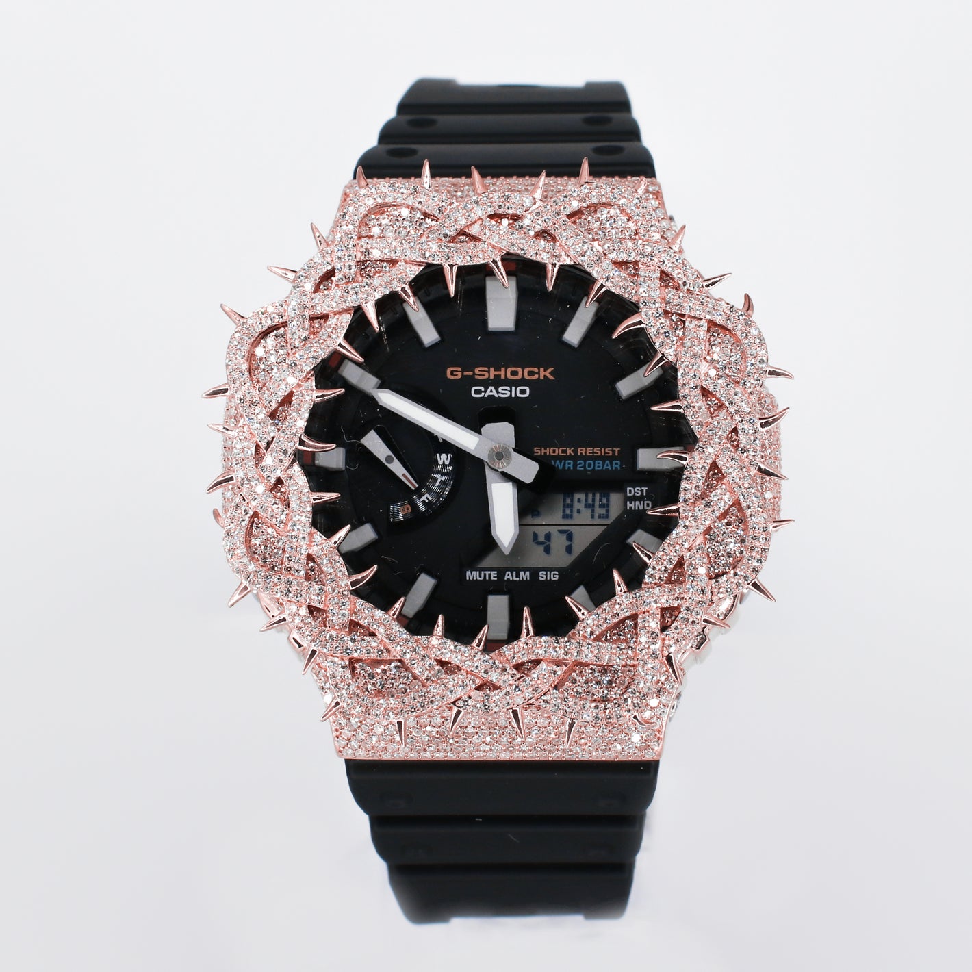 Diamond G-Shock DW-6900 Custom Thorn Bezel - Black Band  - 40085