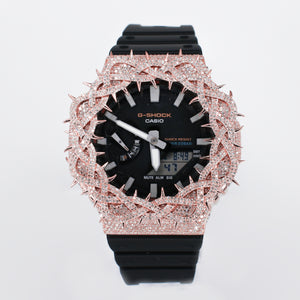 Diamond G-Shock DW-6900 Custom Thorn Bezel - Black Band  - 40085