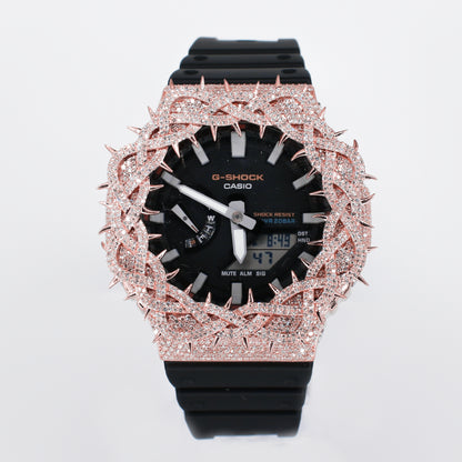 Diamond G-Shock DW-6900 Custom Thorn Bezel - Black Band  - 40085