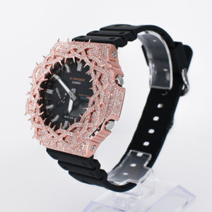 Diamond G-Shock DW-6900 Custom Thorn Bezel - Black Band  - 40085