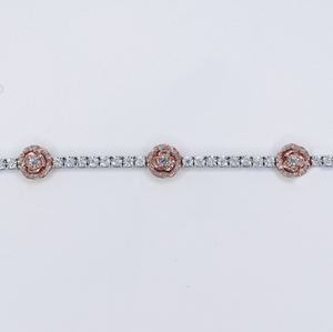 10k Gold Diamond Flower Tennis Bracelet - 20245