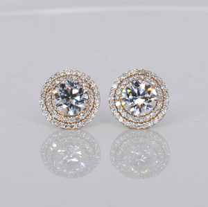 14k Solid Gold 11mm Lab Diamond Cluster Earrings - 50319