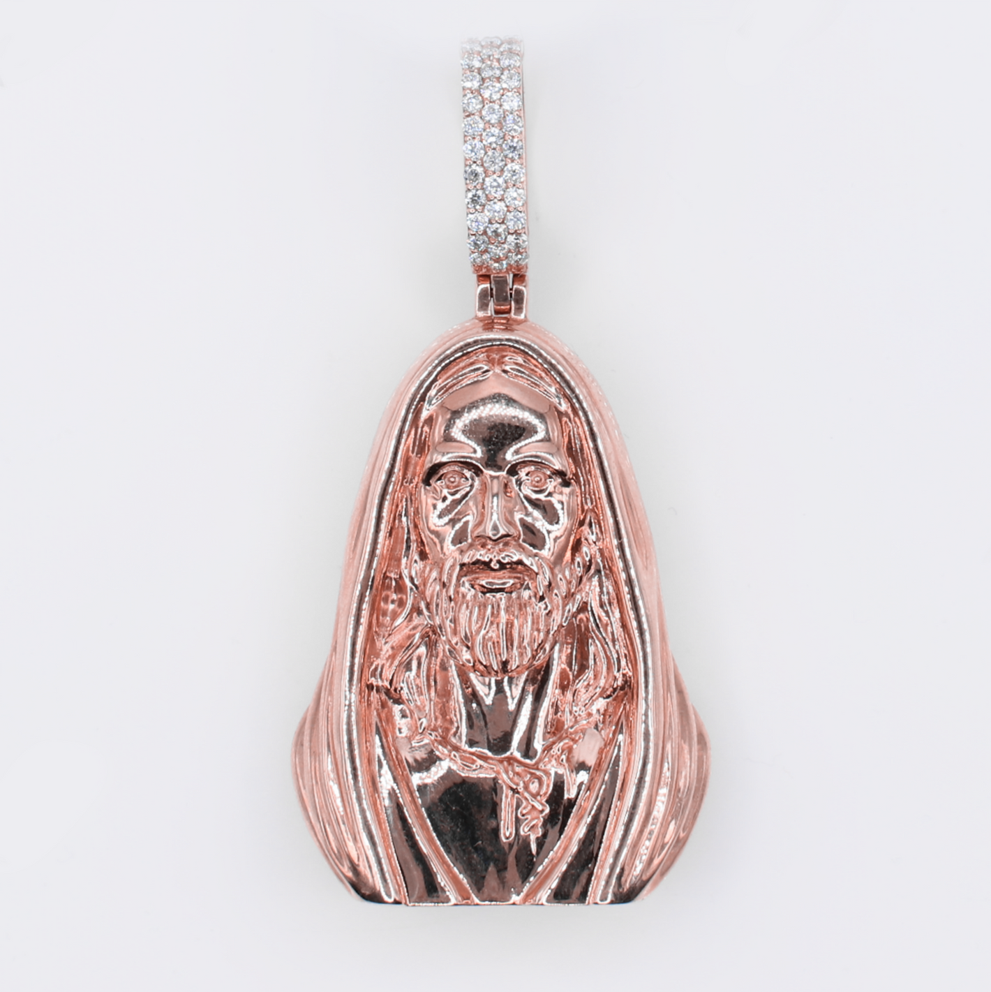 14k Solid Gold Diamond Jesus Head w/ Scarf - 60599