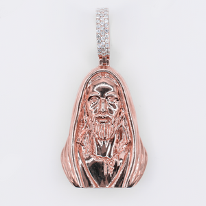 14k Solid Gold Diamond Jesus Head w/ Scarf - 60599