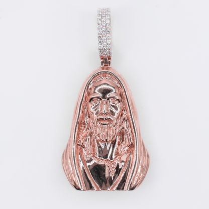14k Solid Gold Diamond Jesus Head w/ Scarf - 60599