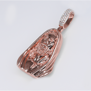 14k Solid Gold Diamond Jesus Head w/ Scarf - 60599