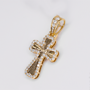 10k Gold Diamond Radiant Cross Pendants - 60620