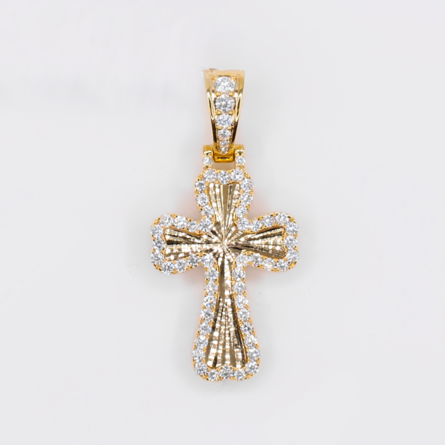 10k Gold Diamond Radiant Cross Pendants - 60620