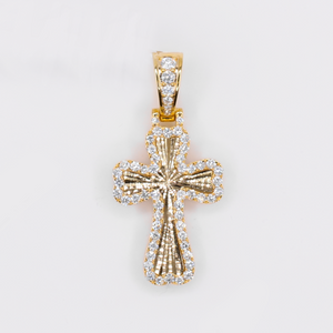 10k Gold Diamond Radiant Cross Pendants - 60620